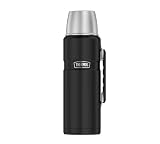 THERMOS Termo King de acero inoxidable, negro de 1,2 l, termo con vaso para beber 4003.232.120, apto para lavavajillas, se mantiene caliente 24 horas frío durante 24 horas, sin BPA