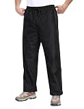 MoFiz Pantalón de Lluvia Hombre Ligero Impermeable Outdoor Sobrepantalón Cortaviento Transpirables Pantalones de Senderismo Moto Plegable con Bolsillos Negro EU XL