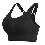 Litherday Sujetador Deportivo Mujer Alto Impacto sin Aros con Almohadillas Extraíbles Bra Deportivo Push Up para Yoga Running Fitness y Entrenamiento Tallas Negro XL