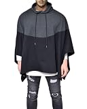Anatoky - Capa con capucha tipo poncho holgada con mangas anchas estilo murciélago para hombre (M a 5XL), Negro, L