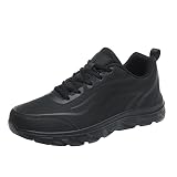 Zapatillas Deportivas Hombre Cuero Estampado Casuales Correr Transpirables Ligeras Cómodas Duraderas Antideslizantes Modernas (Black, 41)