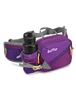 buffup® Riñonera Deportiva con Portabotellas – Ideal para Senderismo, Correr, Ciclismo, Escalada y Camping (Morado)