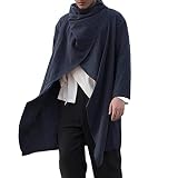 Generisch Chaqueta de invierno para hombre, irregular, largo, abrigo de invierno, vaquero, hippie, manta de algodón, chaqueta de lino, poncho de lana mexicana, cálido, para senderismo, ponchos de