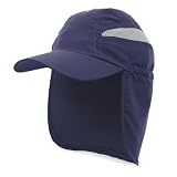 BLUECHOLON Gorra con Protector Cuello-Nuca. Gorra Trekking Montaña Senderismo. Gorra Cierre Ajustable Microfibra. Gorra Hombre. Gorras Mujer. (Azul)