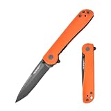 TONIFE RisingStar Cuchillo Plegable Outdoor con Clip de Bolsillo, Hoja 8Cr14MoV y Mango G10 para Cuchillo Pequeño de Camping (Naranja + Gris Titanio)