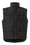VELILLA 108 Chaleco Acolchado Multibolsillos - Negro - Talla L | Chaleco acolchado de trabajo, cremallera con tapeta y botones, cortavientos en sisa, 7 bolsillos, vestuario laboral