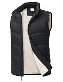 MoFiz Chaleco plumón para Hombre Chaqueta Sin Mmangas Forro Polar Negro 3XL | Chaleco de invierno para hombre relleno de plumón con forro polar cálido y bolsillo para practicar deportes en invierno