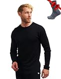 Merino.tech Camiseta Termica Lana Merino Hombre - Ropa Térmica 100% Lana (Large, Black 250)