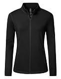 MoFiz Chaquetas Running para Mujer Cremallera Forro Polar Chaqueta Deportiva Jacket Ligera Chaqueta Termica Transpirable Negro XL