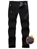 HFDWYJ Hombre Pantalones De Esquí Senderismo Pantalones De Trabajo Hombre Invierno Softshell Cálido Forro Polar Invierno Nieve Trabajo Pantalón Impermeable Cortaviento Negro