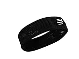 COMPRESSPORT Thin Headband On/Off Cinta Fina Antitranspiración, Negro | Fibras muy suaves de secado rápido, multisport, unisex, talla única, 95% poliamida y 5% elastano