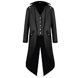 Gothden Chaqueta de hombre Chaqueta Frack Vintage Gótico Victoriano Chaqueta Uniforme Disfraz de Halloween, Negro, XXL