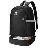 Outplea 28L Mochila Gimnasio Hombre Mujer, Mochila Deporte con Compartimento para Zapatos, Mochilas Gym Deportiva para Playa Piscina, Negro