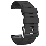 Mugust Correa de Silicona para Garmin Fenix 6X/7X/8X Hombre/Mujer - Compatible con Fenix 3/3HR/5X/5X Plus/6X Pro - 26mm Easy Fit Negro