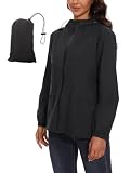 Molirex Chaqueta Impermeable Mujer con Capucha y Banda Reflectante, Chubasquero Ligero para Correr Senderismo Deportes, Negro, S