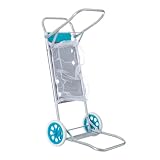 Mejorado Carro portasillas Azul con red porta objetos | Convertible en mesa, de aluminio, de 52x37x105 cm, plegable. Para playa y camping.