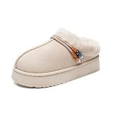 JOMIX Zapatillas Casa Mujer Invierno Peluche Plataforma Pantuflas Calidas | Zuecos Suela Gruesa Antideslizante, Babuchas Ligeras Boho, Mules Comodas Forradas, Chanclas Estar Por Casa Terraza Exterior
