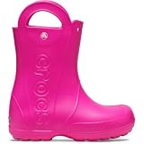 Crocs Handle It Rain Bota, Rosa Intenso, Niños, EU 32-33 | Bota forrada y cálida; construcción Croslite repelente al agua; ajuste seguro; comodidad acolchada; estilo Crocs