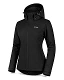 KUTOOK Chaqueta Impermeable Mujer Cortavientos Nieve Ropa Invierno Esqui Running Senderismo Deportes Camping Bicicleta Negro L
