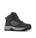 Columbia Men's Transverse Hike Waterproof, Waterproof Mid Rise Trekking and Hiking Boots, Black/Mountain Red, 12
