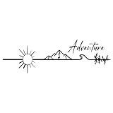 2 pegatinas de aventura al aire libre de 30 x 9,5 cm con sol y montañas, impermeables, para coches, portátiles, parachoques, ventanas | #DZ100 (negro)