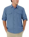 Camisa Hombre Outdoor UPF 50+ Manga Larga Protección Solar Viaje Casual S | Camisa técnica repelente al agua y transpirable UPF 50+, ideal para senderismo, pesca, camping, viajes, montaña y trekking