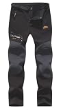 BenBoy Pantalones Trekking Nieve Montaña Hombre Impermeables Invierno Esqui | Calentar Pantalones Escalada Senderismo Esquiar Softshell （Negro,S）
