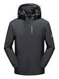 AMZSPORT Hombre Impermeable Chaqueta Cortavientos Ligera y Plegable Transpirable para Senderismo,Running,Viajes,Senderismo,Gris L