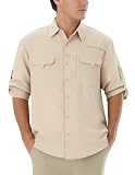 Camisa Hombre Outdoor UPF 50+ Manga Larga Protección Solar Viaje Casual S | Camisa técnica repelente al agua y transpirable UPF 50+, ideal para senderismo, pesca, camping, viajes, montaña y trekking