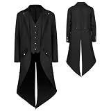 YQVGFBY Abrigo gótico steampunk para hombre, chaqueta vintage victoriana medieval, uniforme largo esmoquin, disfraz renacentista pirata vampiro fiesta cosplay (Negro, S)
