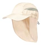 MIBANDERA Gorra con Protector Cuello-Nuca. Gorra Trekking Montaña Senderismo. Gorra Cierre Ajustable Microfibra. Gorra Hombre. Gorras Mujer. (Microfibra, Crudo)