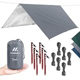 NORDMUT® Tarp 3x3/4m Impermeable – Toldo Camping protección Óptima contra Lluvia y Sol – Lona Resistente con Ojales, Tamaño Compacto – Ultraligero para Camping & Senderismo (Azul / 300 x 400 cm)