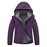 MoFiz Chaqueta Senderismo Mujer Softshell Chaqueta Forro Polar Morado M | Cortavientos, Reflectante,Resistente a la abrasión,Cordón de ajuste en el bajo,Ligero,Forro polar