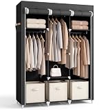 JUPPLIES Armario de Tela Portátil con Estanterías y Bolsillos Laterales 45x127x168 cm – Armario de Dormitorio Plegable y Ligero con Barras para Colgar Ropa – Montaje Fácil sin Herramientas (S)
