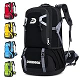 DORNNA - Mochila Trekking y Senderismo 60 Litros, Mochila Impermeable para Montaña, Camino de Santiago y Acampada con Múltiples Compartimentos. (Negro)