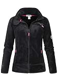 Geographical Norway Upaline Lady - Chaqueta Forro Polar Mujer Cremallera Otoño Invierno Primavera Ciente - Suéter Mujeres De Manga Larga De Piel Suave Aire Libre (Negro XXL)