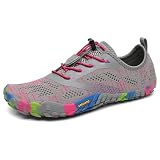 SAGUARO Mujer Barefoot Zapatillas Minimalistas Calzado Barefoot para Wide Tox Box, Smart II - Zapatos Barefoot Rosa Gris,Gr.39