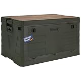 Caja de almacenamiento plegable Trucky para acampar con tapa verde | 75 L, 58 x 40 x 33 cm, verde, plegable