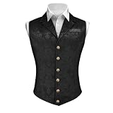 AUYAO Chaleco Gótico Steampunk, Solapa Hombre, L Boda | Chaleco de Solapa, Novios de Boda, Fiesta Negocio