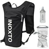 INOXTO Mochila Hidratacion,Con Una Bolsa De Agua De 1,5 Litros, La Mochila De La Bolsa De Agua Es Adecuada Para Trotar, Andar En Bicicleta,MontañIsmo Hombres Y Mujeres De (En blanco y negro, Estándar)