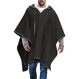 Poncho para Hombre Manta Cálida Ponchos con Capucha Cape Pancho Hombres Lana Mexicana Invierno Vaquero Hippie Chaqueta Alpaca Chic Andino Otoño