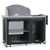 CampFeuer Armario Plegable Camping | 117 x 50 x 111 cm | Armario de Viaje Portátil, Cocina de Camping con Marco de Aluminio, Protección contra Salpicaduras, Fregadero, Bolsa de Transporte
