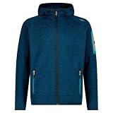 CMP - Chaqueta Knit-Tech para Hombre con Capucha Fija, Bluesteel-Antracita, 56