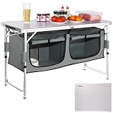 VEVOR Mueble de Cocina para Camping 120x47x70 cm Armario de Camping Plegable Portátil Estructura de Aluminio Altura Ajustable Mesa de cocina para acampar con Bolsa de Transporte para Barbacoa Pícnic