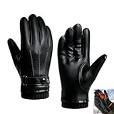 Guantes Cuero Hombre Invierno, Térmicos y Tactiles para Deporte Conducción,Cuero de Calidad, Antideslizante, Pantalla Táctil en Dedos, Protección Contra Viento y Frío, Para Deportes al Aire Libre