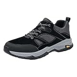 Maskjuwio Zapatos de Senderismo para Hombre, Impermeables, Antideslizantes, Zapatos de Senderismo, Entrenadores, Absorbentes de Impacto, Rebotantes, de Ocio, Fitness, Para Correr, Negro, 41 EU
