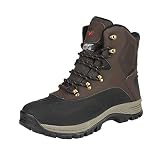 NORTIV 8 Botas de Hombre Trekking de Nieve Invierno Zapatos de Senderismo con Cordones Impermeables Acolchados Pesados 180411,Size 44.5,Oscuro/Marrón/Negro,180411