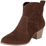 Amazon Essentials Botines Vaqueros con Tacón Apilado Mujer, Marrón Tofe Oscuro, 44.5 EU