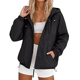 FannBiatty Cortavientos Mujer Impermeable Verano Chaqueta Casual Entretiempo Abrigo Senderismo Plegable con Capucha y Cremallera Gabardina Ligero Transpirable Talla Grande Raincoat Running Primavera