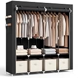 JUPPLIES Armario de Tela Portátil 45x168x168 cm – Ropero Plegable con Cremallera, Barras para Colgar y Estantes – Armario de Dormitorio Resistente y Montaje Fácil (Talla L)